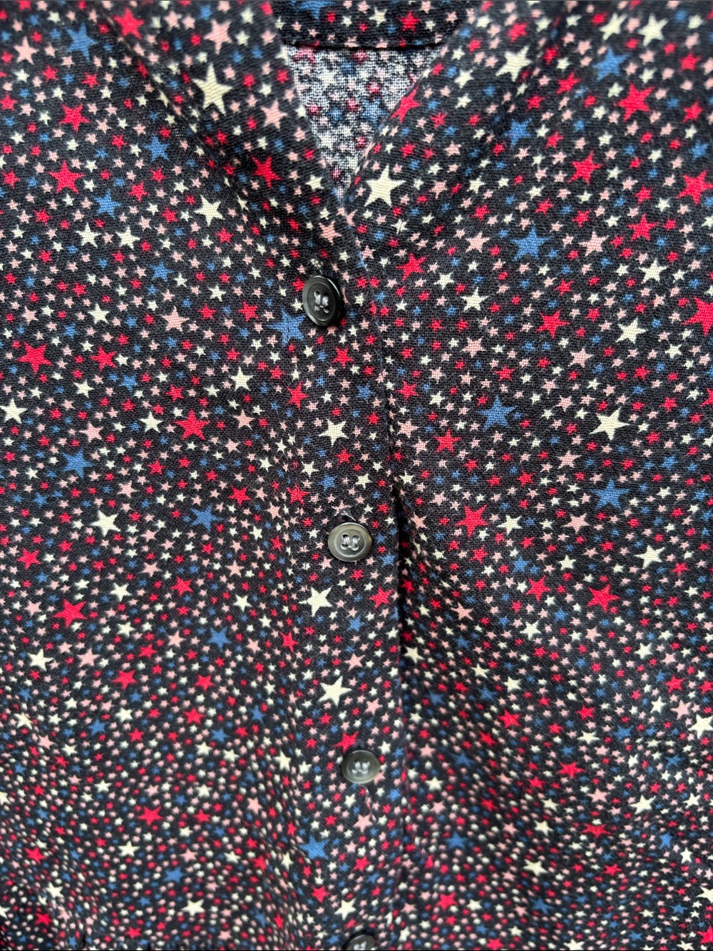 Madewell Black Star-Print Peplum Button-Front Blouse - Picture 3 of 6